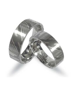 Palladium Silber Trauringe in Mokume Gane Technik (CEL137)