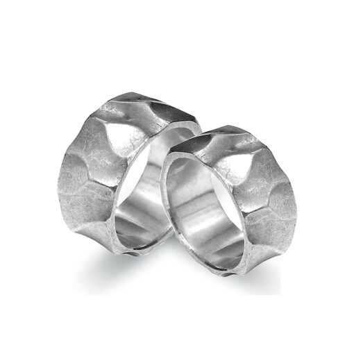 Goldschmied Trauringe Weissgold mit Muster ohne Diamanten (CEL7)