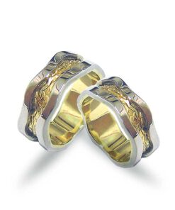 Geschwungene Trauringe Gold 585 bicolor ohne Stein (Z40)