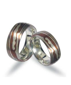 Mokume Gane Trauringe Silber- Kupfer in klassischer Form (CEL16)
