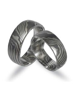 Mokume Gane Trauringe Palladium- Silber geätzte Oberfläche (CEL98)