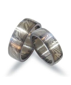 Mokume Gane Trauringe Palladium-Silber in Titan eingelegt (NMG010)