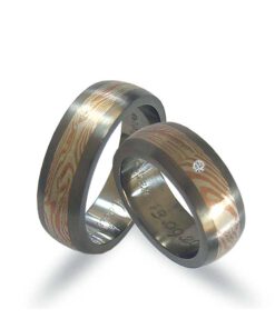Mokume Gane Trauringe, Silber 925- Kupfer mit Titan (NMG02)