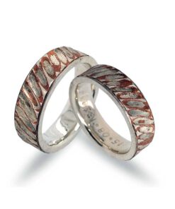 Mokume Gane Trauringe- Partnerringe in Silber- Kupfer (OSMG012)