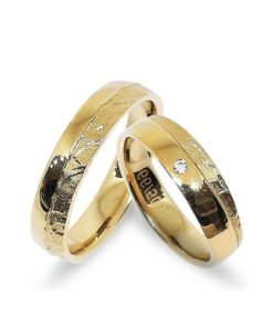 Gemusterte Trauringe-Eheringe, Gelbgold 585, mit Diamanten (GTR028)