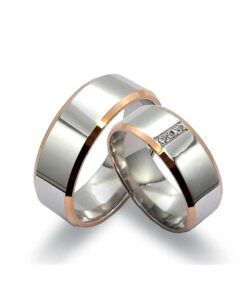 Eheringe aus Weiss- und Roségold 585 mit Diamanten (GTR035)
