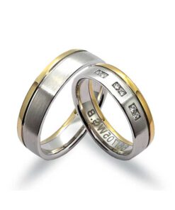 Eheringe aus Weiss- und Gelbgold 585 mit Diamanten (GTR036)