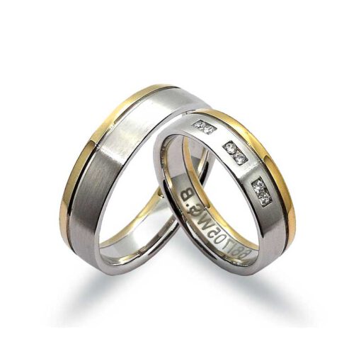 Eheringe aus Weiss- und Gelbgold 585 mit Diamanten (GTR036)