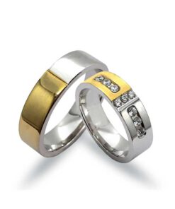Eheringe aus Weiss- und Gelbgold 585 mit Diamanten (GTR038)